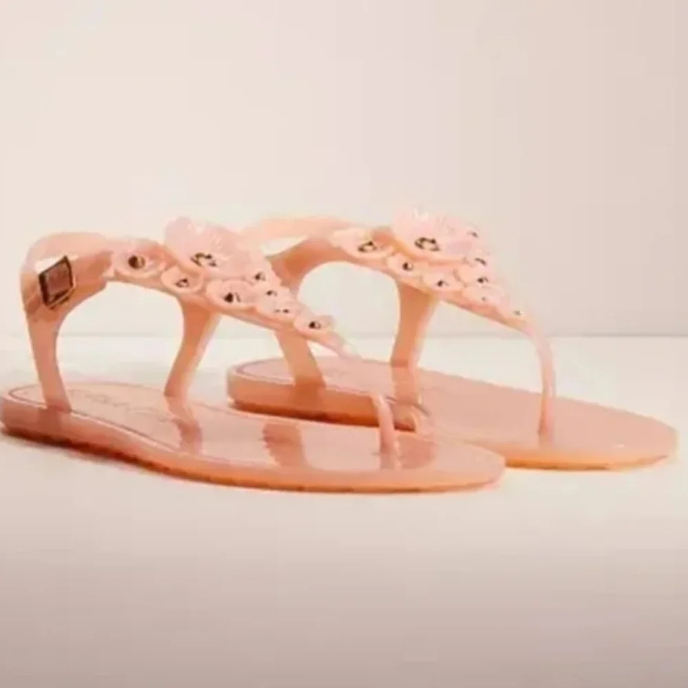 Coach Peach Sandals with Floral Accents